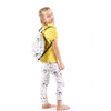 girl child wearing chemistry pattern leggings