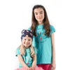 Turquoise blue top with everything is possible print for girls