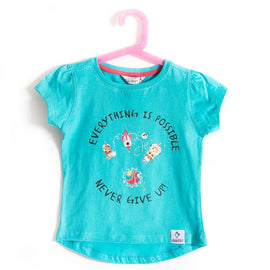 Turquoise blue top with everything is possible print single product
