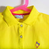 Yellow Polo Shirt with iOLA&eFFI logo for girl close up