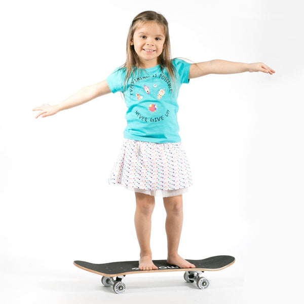 Turquoise blue top with everything is possible print for girl